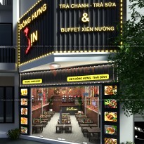 Thiết kế tiệm đồ ăn nhanh kết hợp trà chanh Đông Hưng Sịn